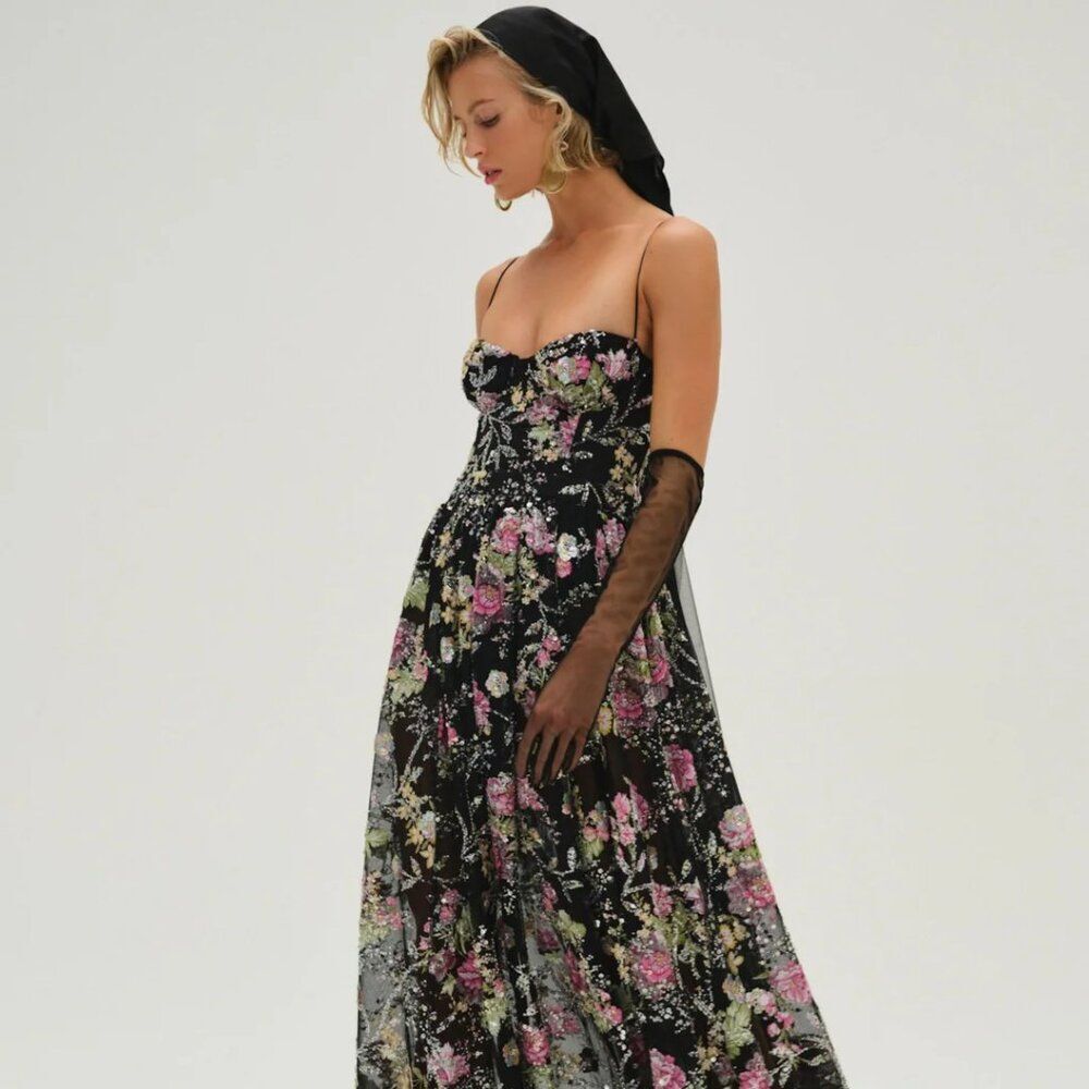 FOR LOVE & LEMONS Night Fairy Embroidered Maxi Dress NWT